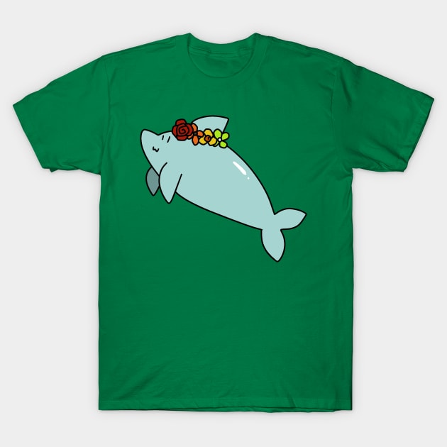 Rainbow Flower Crown Dolphin T-Shirt by saradaboru